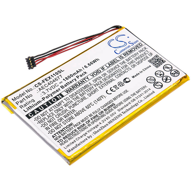 3.7V, 1800mAh, Li-Polymer Battery fits Fiio, Fx1221, X1 Ii, 6.66Wh