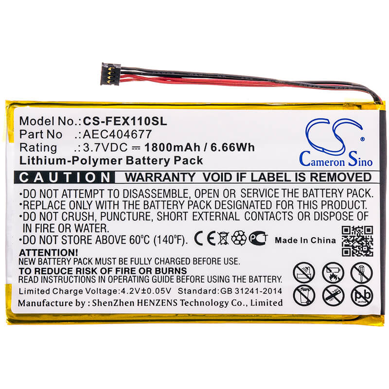 3.7V, 1800mAh, Li-Polymer Battery fits Fiio, Fx1221, X1 Ii, 6.66Wh