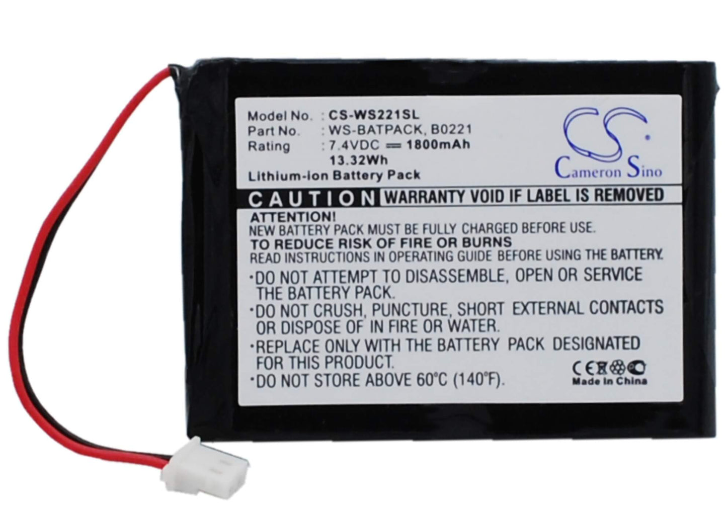7.4V, 1800mAh, Li-ion Battery fits William, Sound Sorin, 13.32Wh