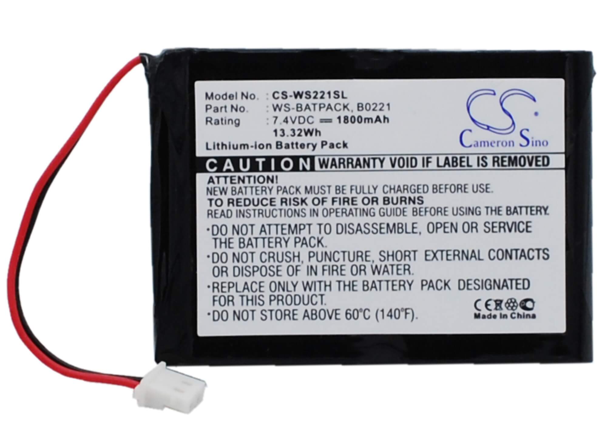 7.4V, 1800mAh, Li-ion Battery fits William, Sound Sorin, 13.32Wh