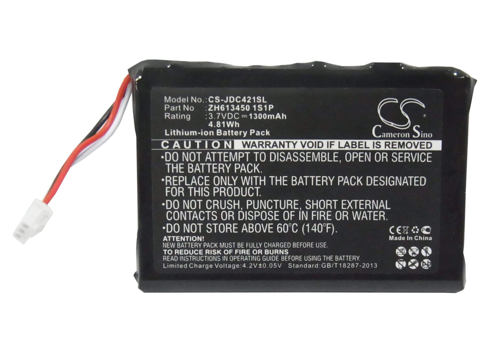 3.7V, 1300mAh, Li-ion Battery fits Jds Labs, C421, C5, 4.81Wh