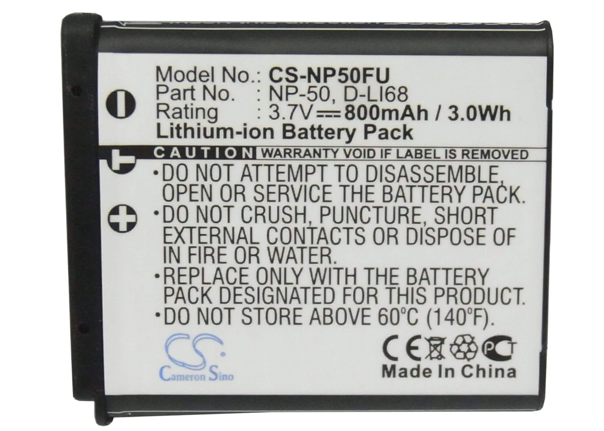 Amplifier 3.7V, 800mAh, Li-ion Battery fits Jupio, Cfu0011, 2.96Wh