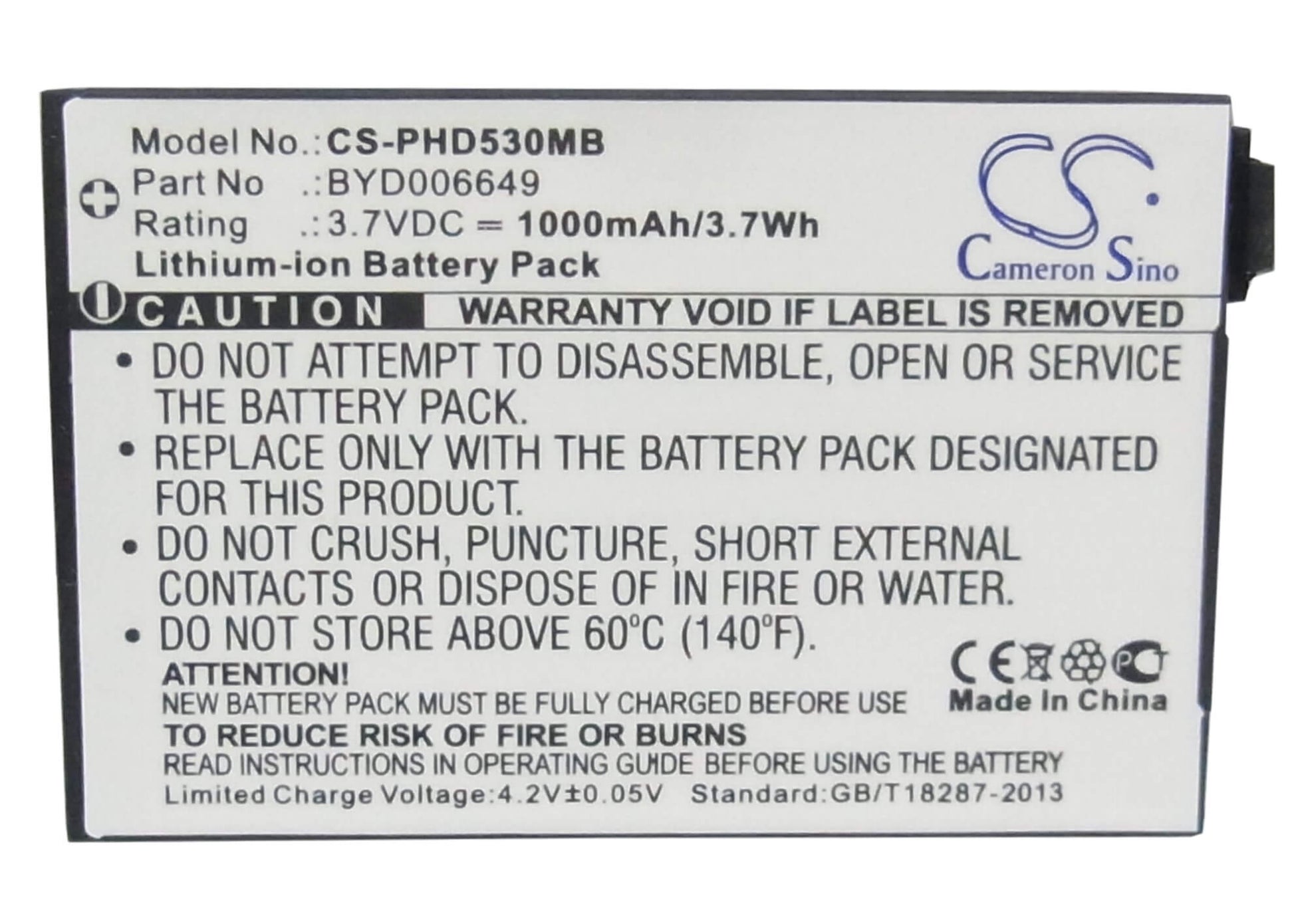 3.7V, 1000mAh, Li-ion Battery fits Bt, Bm1000, Video Baby Monitor 1000, 3.7Wh