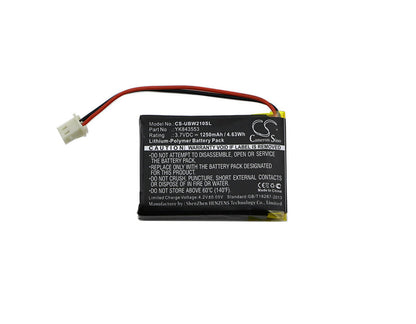 3.7V, 1250mAh, Li-Polymer Battery fits Uniden, Ubw2101c Camera, Ubwc21, 4.625Wh