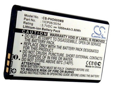 3.7V, 1050mAh, Li-ion Battery fits Philips, Avent Scd600, Avent Scd600/00, 3.885Wh