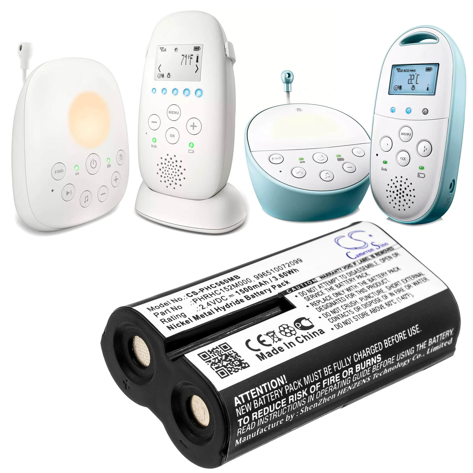 2.4V, 1500mAh, Ni-MH Battery fits Philips, Avent Cd570/10, Avent Scd560/10, 3.6Wh