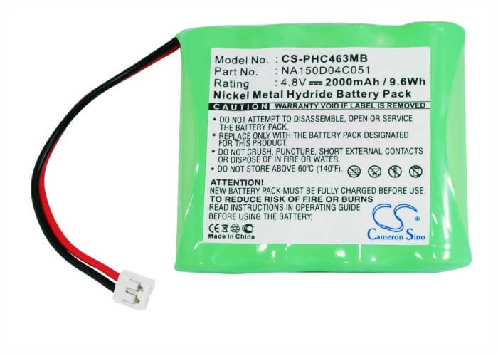 4.8V, 2000mAh, Ni-MH Battery fits Philips, Sbc-eb4880 E2005, Sbc-sc463, 9.6Wh