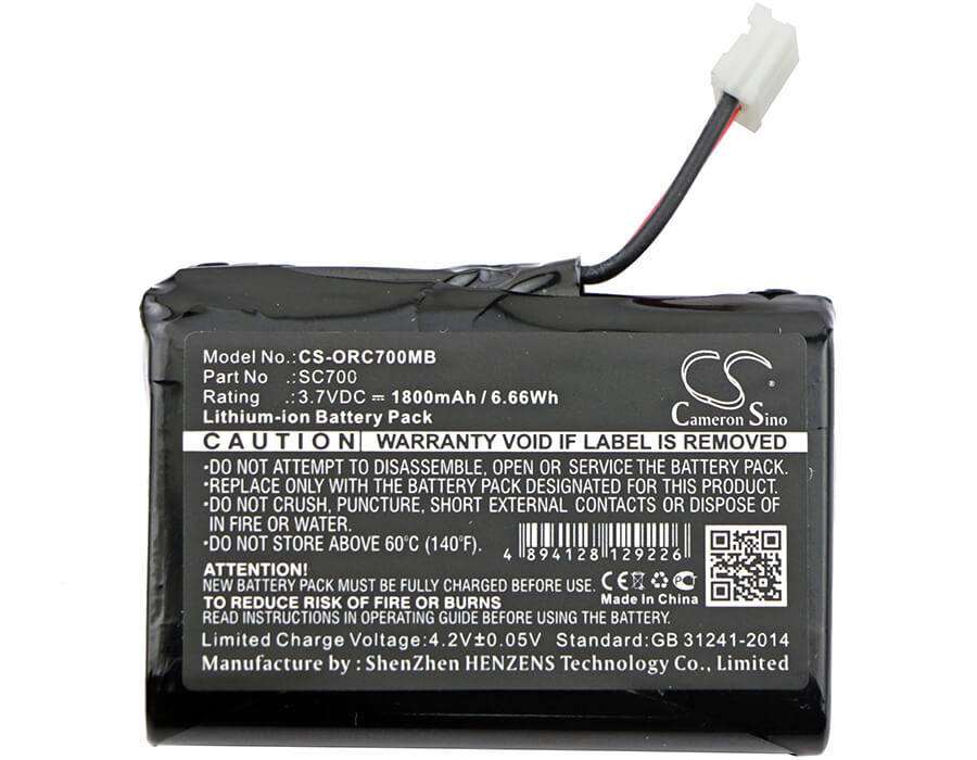 3.7V, 1800mAh, Li-ion Battery fits Oricom, Sc700, Secure 700, 6.66Wh