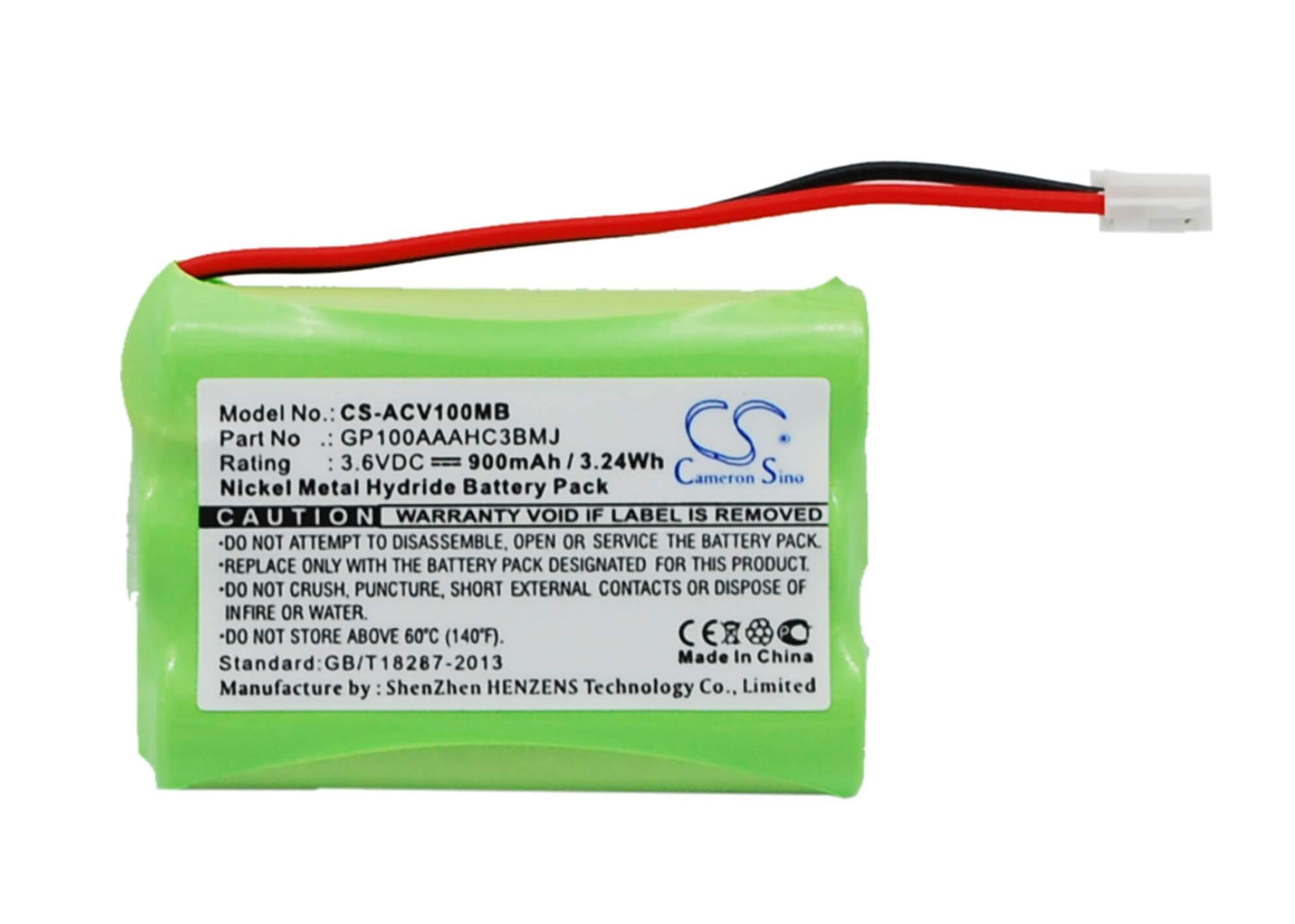 3.6V, 900mAh, Ni-MH Battery fits Audioline, Baby Care V100, G10221gc001474, 3.24Wh