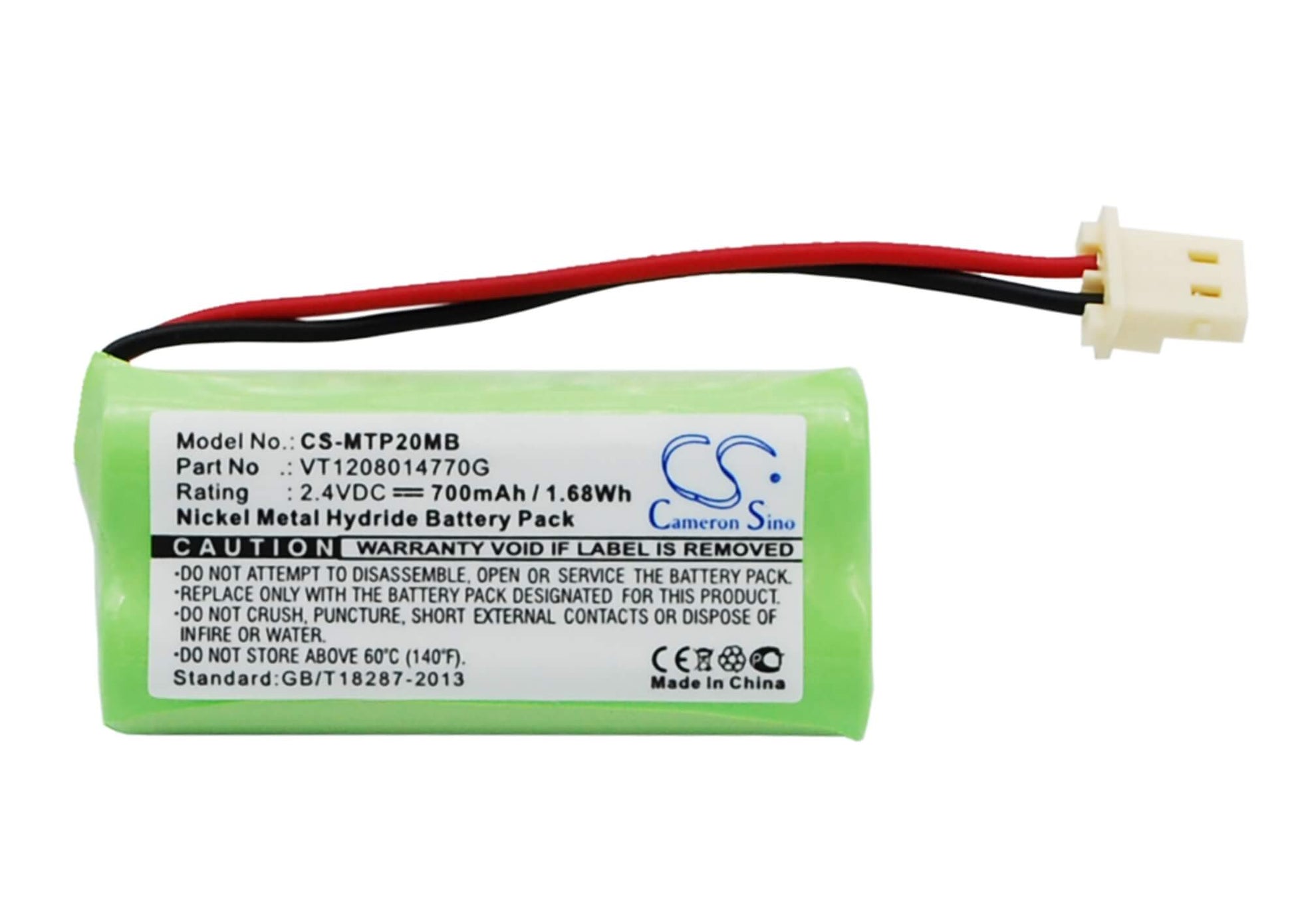 2.4V, 700mAh, Ni-MH Battery fits Motorola, Mbp20, 1.68Wh