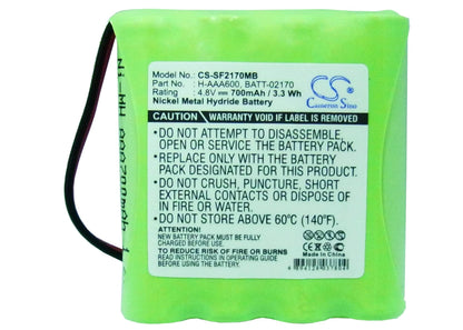 4.8V, 700mAh, Ni-MH Battery fits Philips, 486/91, Sbc 468/91, 3.36Wh