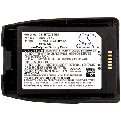 Black, 3.7V, 3600mAh, Li-Polymer Battery fits Honeywell, Dolphin 7800, 13.32Wh