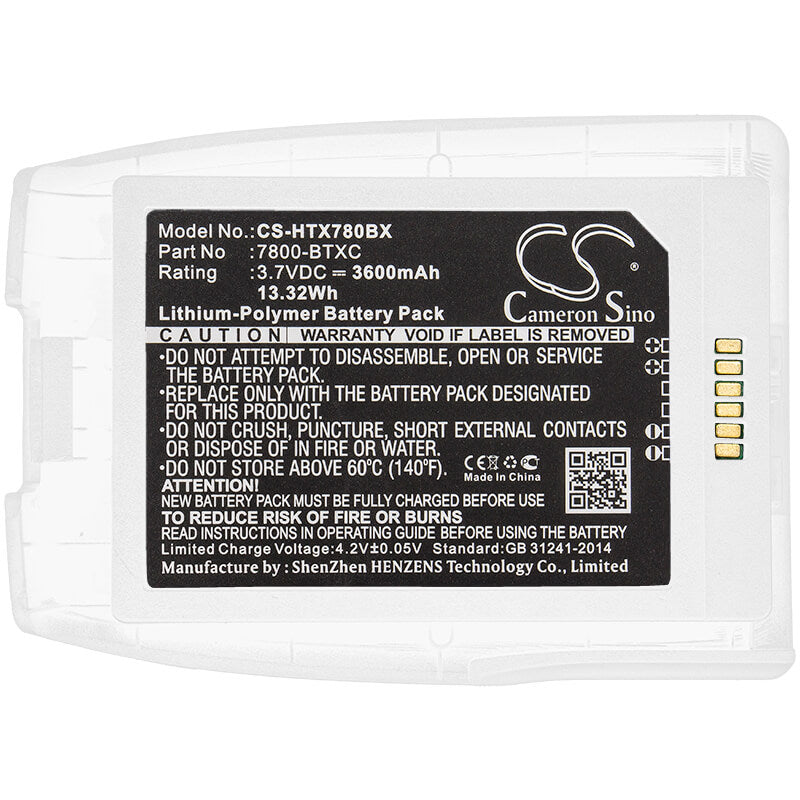 White, 3.7V, 3600mAh, Li-Polymer Battery fits Dolphin, 7800, 13.32Wh