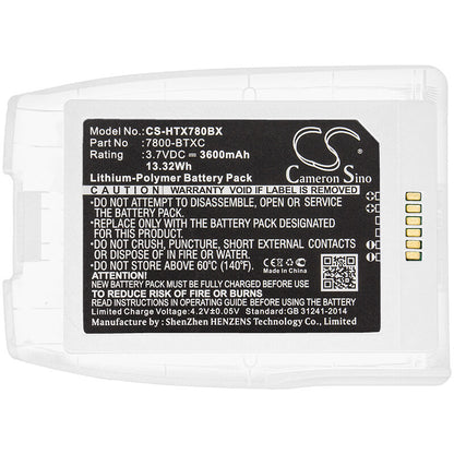 White, 3.7V, 3600mAh, Li-Polymer Battery fits Dolphin, 7800, 13.32Wh