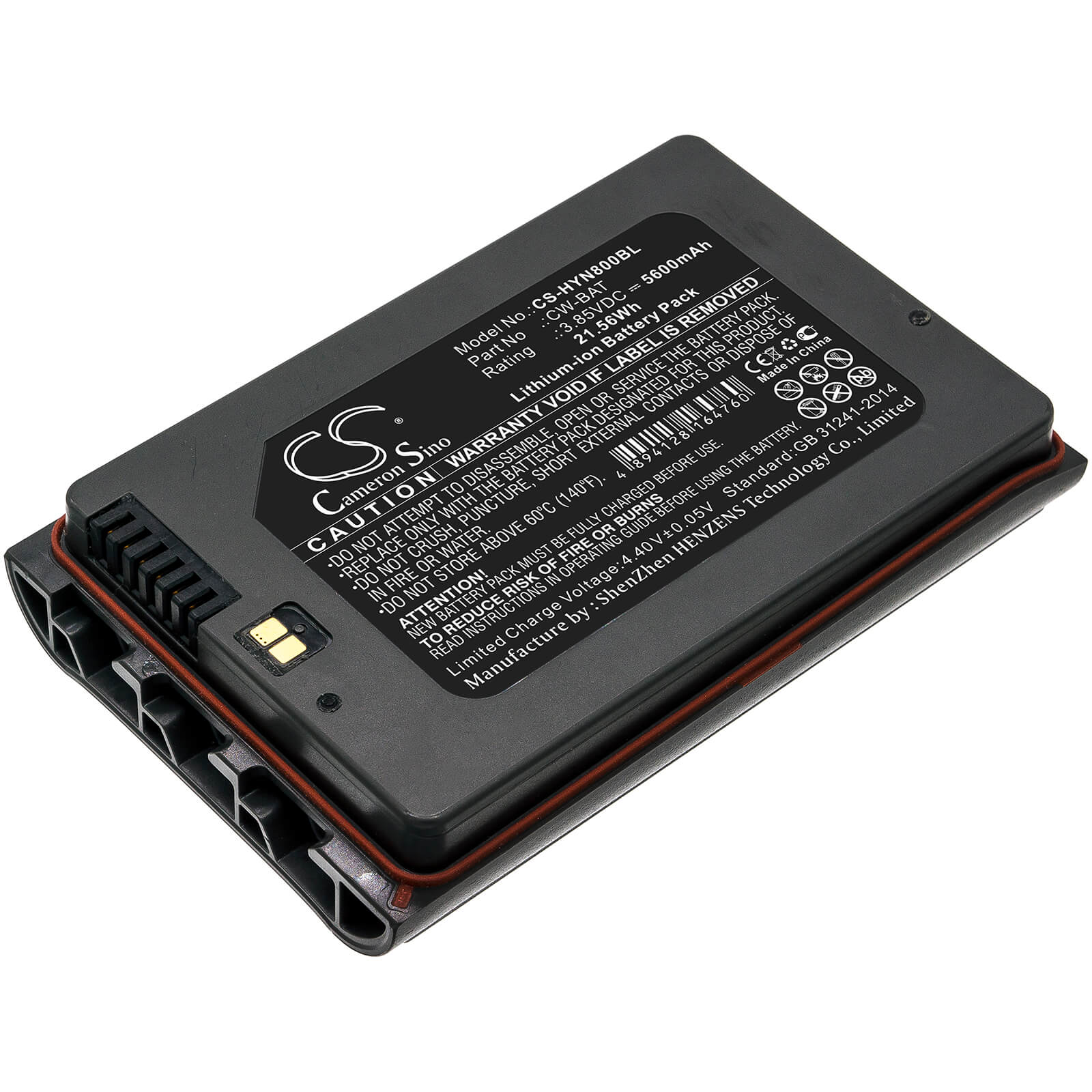 3.85V, 5600mAh, Li-ion Battery fits Honeywell, Cn80l0n, Dolphin Cn80, 21.56Wh
