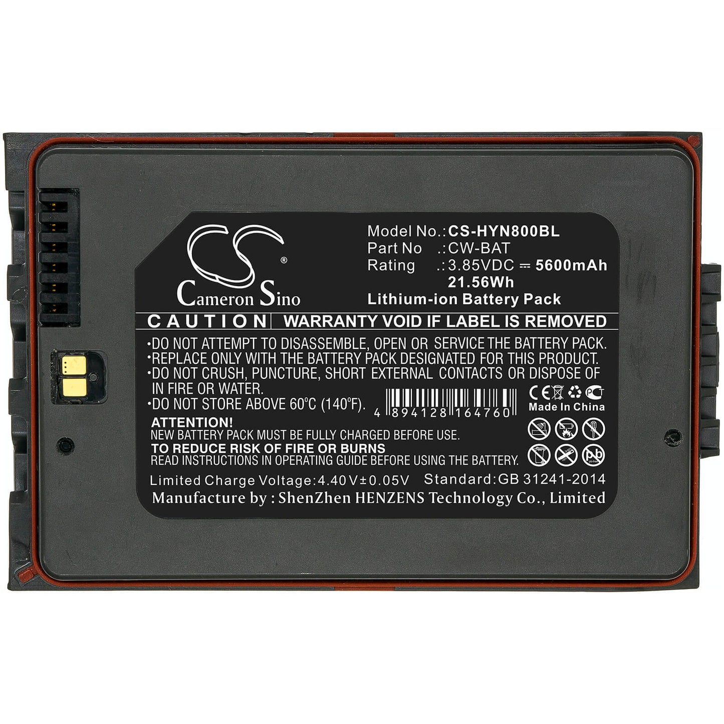 3.85V, 5600mAh, Li-ion Battery fits Honeywell, Cn80l0n, Dolphin Cn80, 21.56Wh