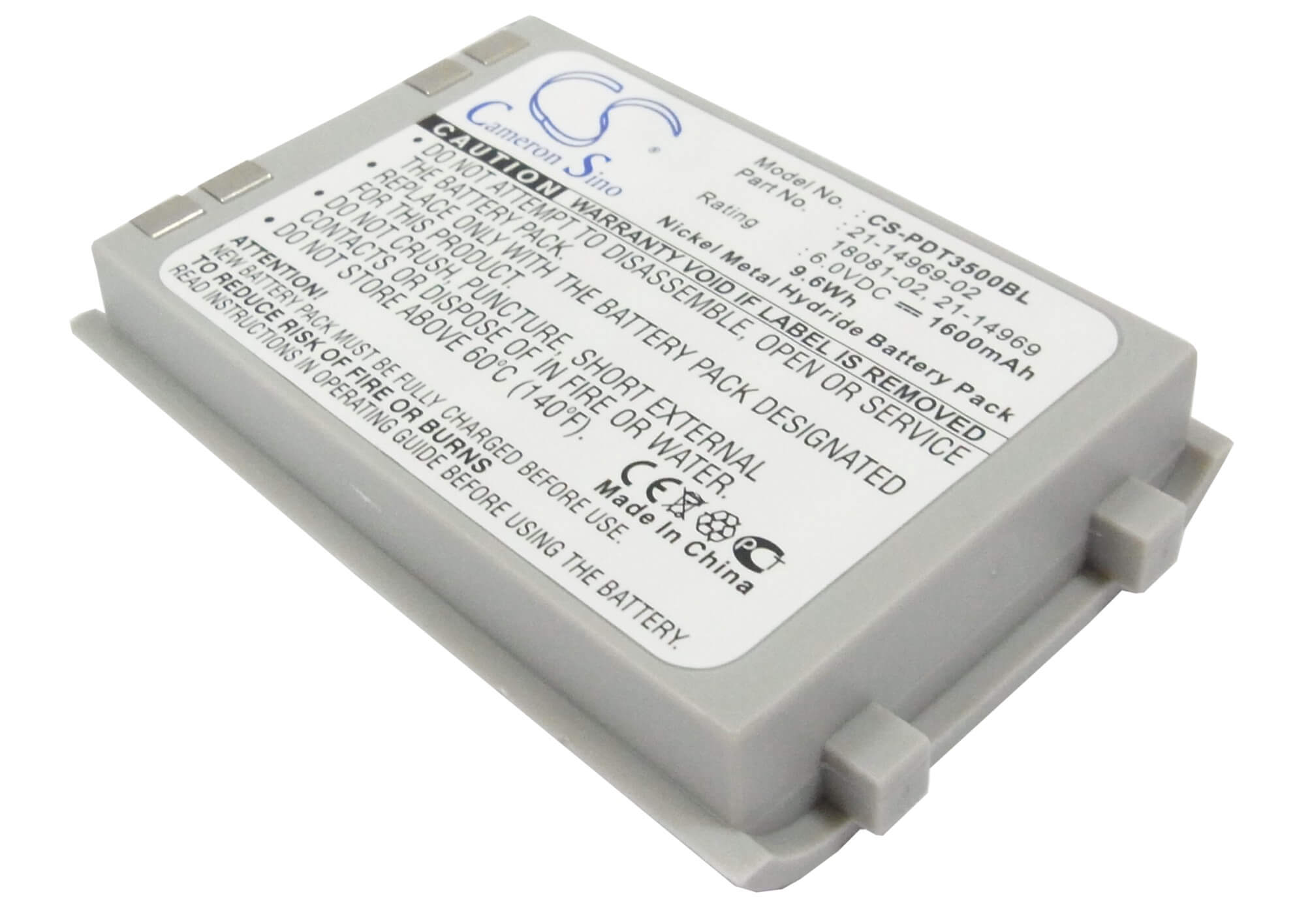 6.0V, 1600mAh, Ni-MH Battery fits Symbol, Pdt3500, Pdt3510, 9.6Wh