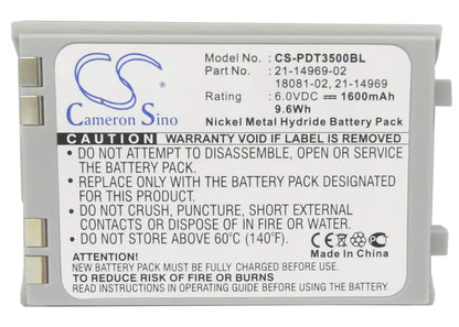 6.0V, 1600mAh, Ni-MH Battery fits Symbol, Pdt3500, Pdt3510, 9.6Wh