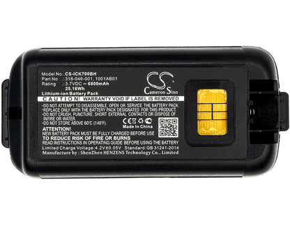 3.7V, 6800mAh, Li-ion Battery fits Intermec, Ck70, Ck71, 25.16Wh