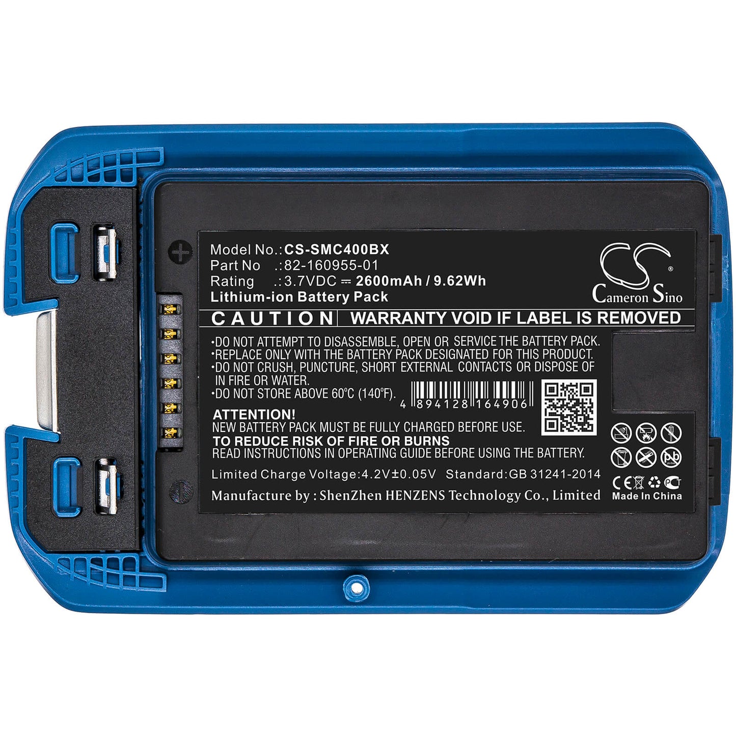 Blue, 3.7V, 2600mAh, Li-ion Battery fits Motorola, Mc40, Mc40c, 9.62Wh