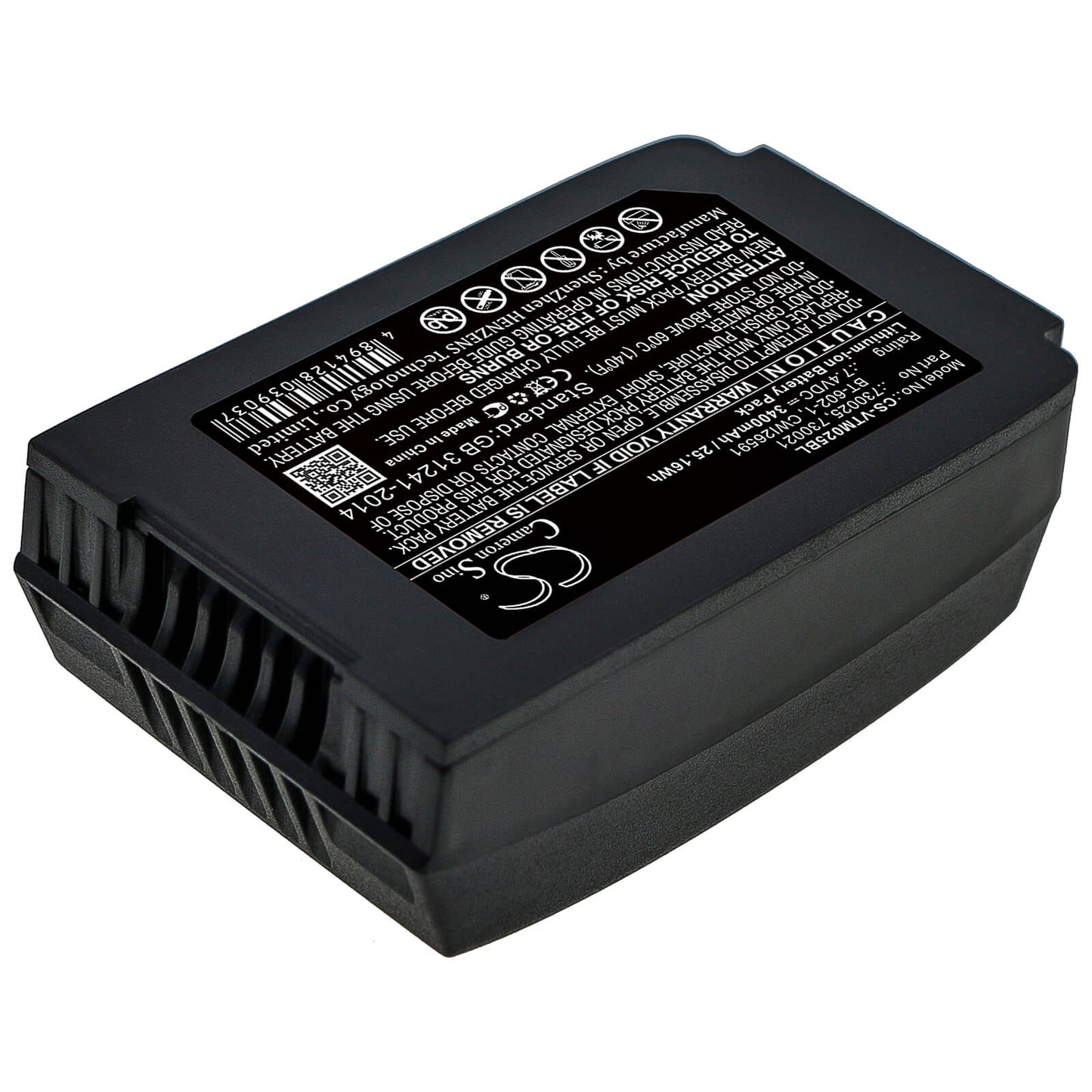 7.4V, 3400mAh, Li-ion Battery fits Vocollect, Talkman T2, Talkman T2x, 25.16Wh
