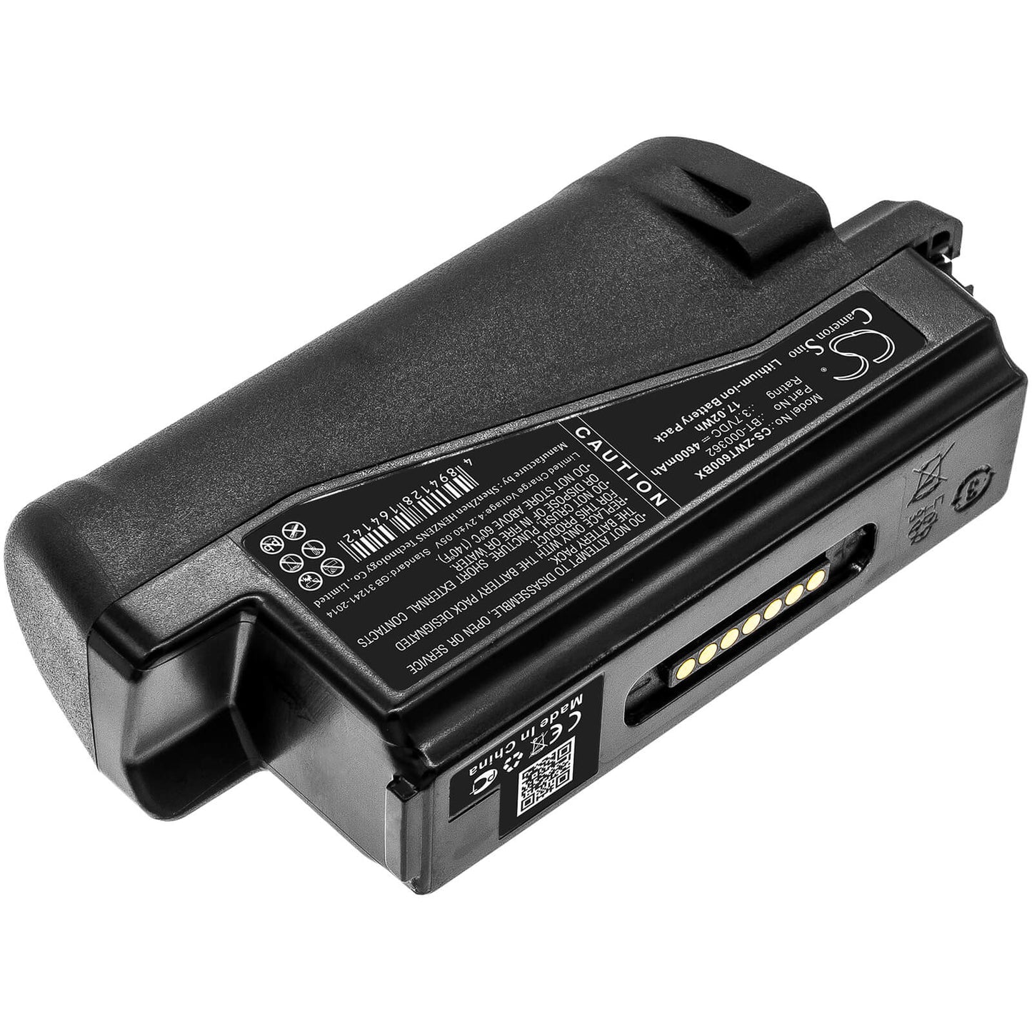 3.7V, 4600mAh, Li-ion Battery fits Zebra, Wt6000, Wt60a0, 17.02Wh