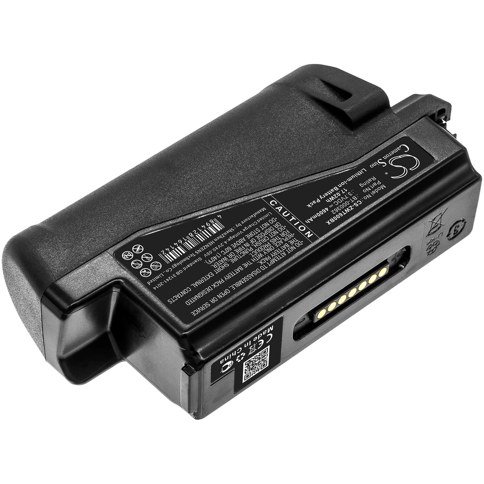 3.7V, 4600mAh, Li-ion Battery fits Zebra, Wt6000, Wt60a0, 17.02Wh