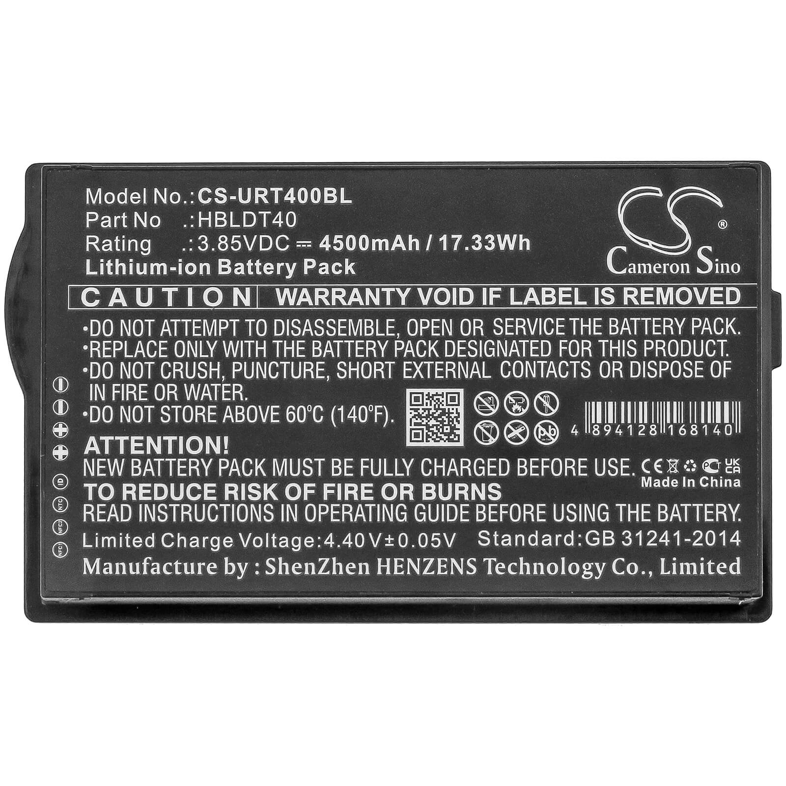 3.85V, 4500mAh, Li-ion Battery fits Urovo, Dt40, 17.325Wh