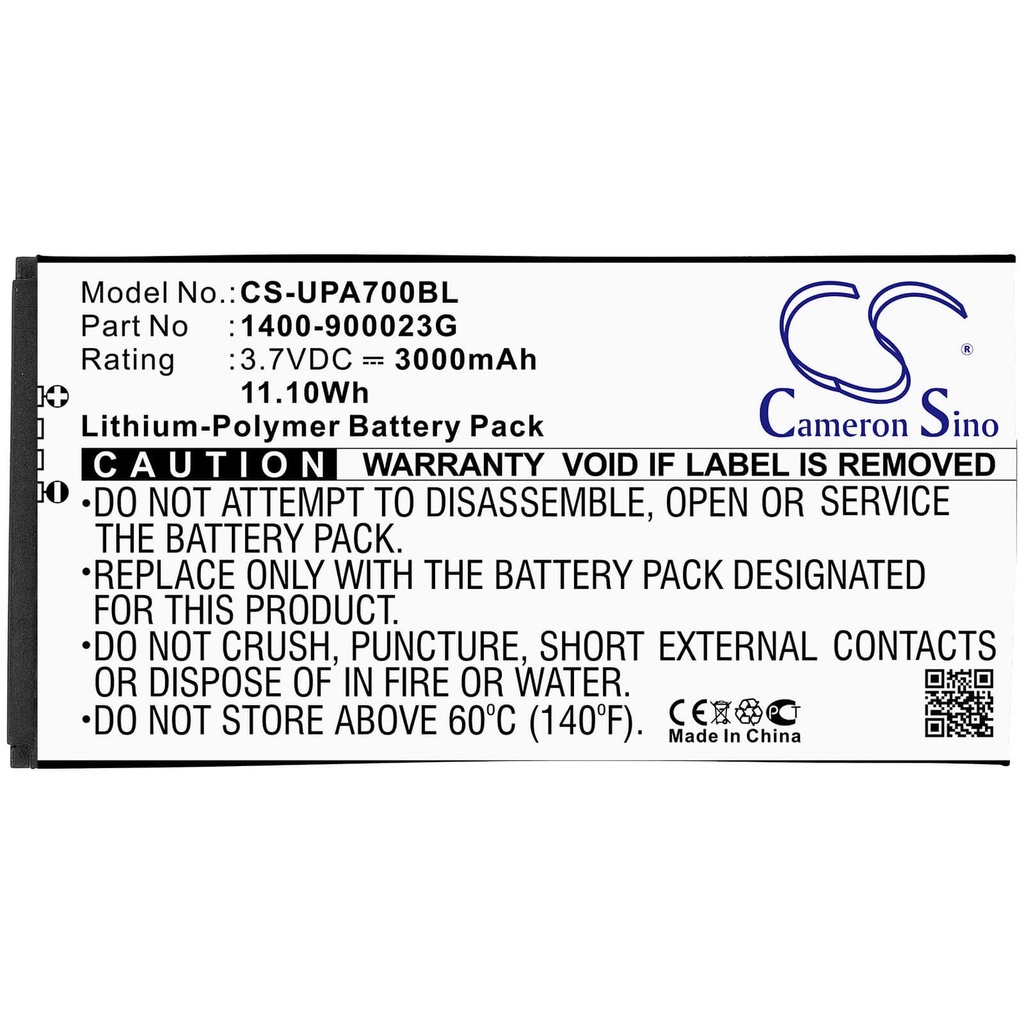 3.7V, 3000mAh, Li-Polymer Battery fits Wasp, Dr3 2d, Dr4 2d, 11.1Wh