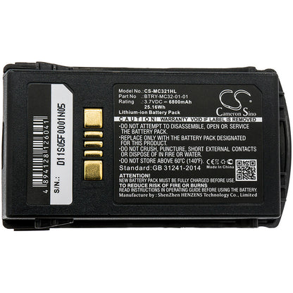 3.7V, 6800mAh, Li-ion Battery fits Motorola, Mc3200, Mc32n0, 25.16Wh