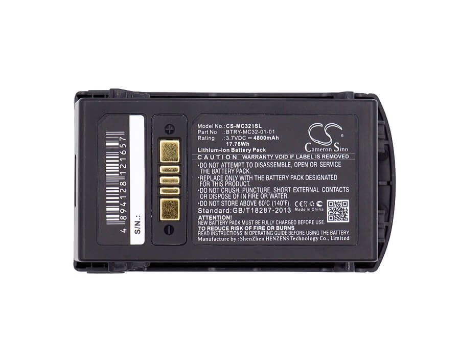 3.7V, 4800mAh, Li-ion Battery fits Zebra, Mc3200, Mc32n0, 17.76Wh