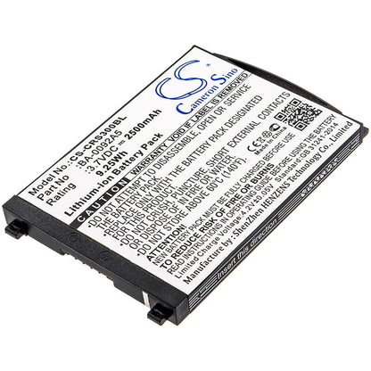 3.7V, 2500mAh, Li-ion Battery fits Cipherlab, Rs30, 9.25Wh