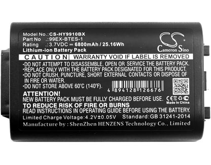 3.7V, 6800mAh, Li-ion Battery fits Dolphin, 99ex, 99ex-btec, 25.16Wh