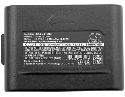 6.0V, 2000mAh, Ni-MH Battery fits Lxe, Mx1, 12Wh