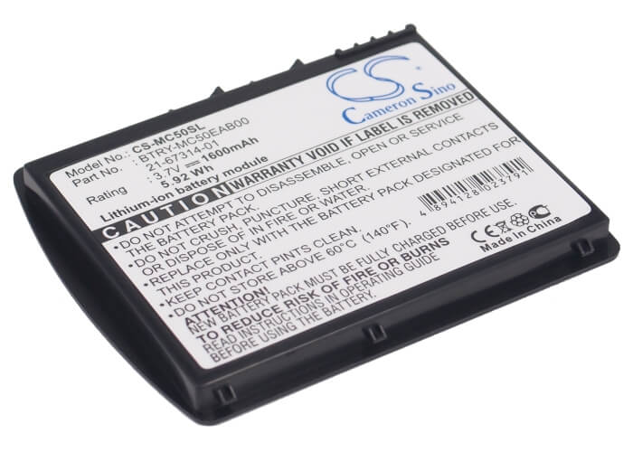 3.7V, 1600mAh, Li-ion Battery fits Symbol, Mc50, Mc5040, 5.92Wh