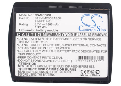 3.7V, 1600mAh, Li-ion Battery fits Symbol, Mc50, Mc5040, 5.92Wh