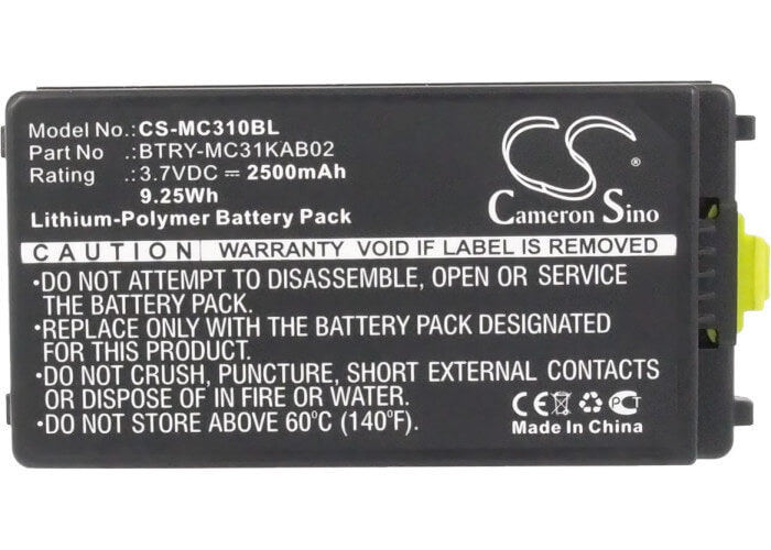 3.7V, 2500mAh, Li-Polymer Battery fits Symbol, Mc3100, Mc3190, 9.25Wh