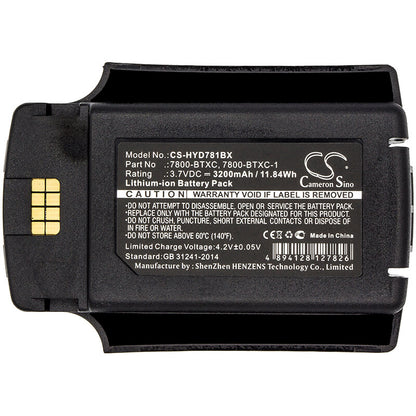 3.7V, 3200mAh, Li-ion Battery fits Dolphin, 7600, 7600 Ii, 11.84Wh