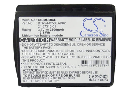3.7V, 3600mAh, Li-ion Battery fits Symbol, Mc50, Mc5040, 13.32Wh