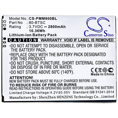 3.7V, 2800mAh, Li-ion Battery fits Point Mobile, Pm80, 10.36Wh
