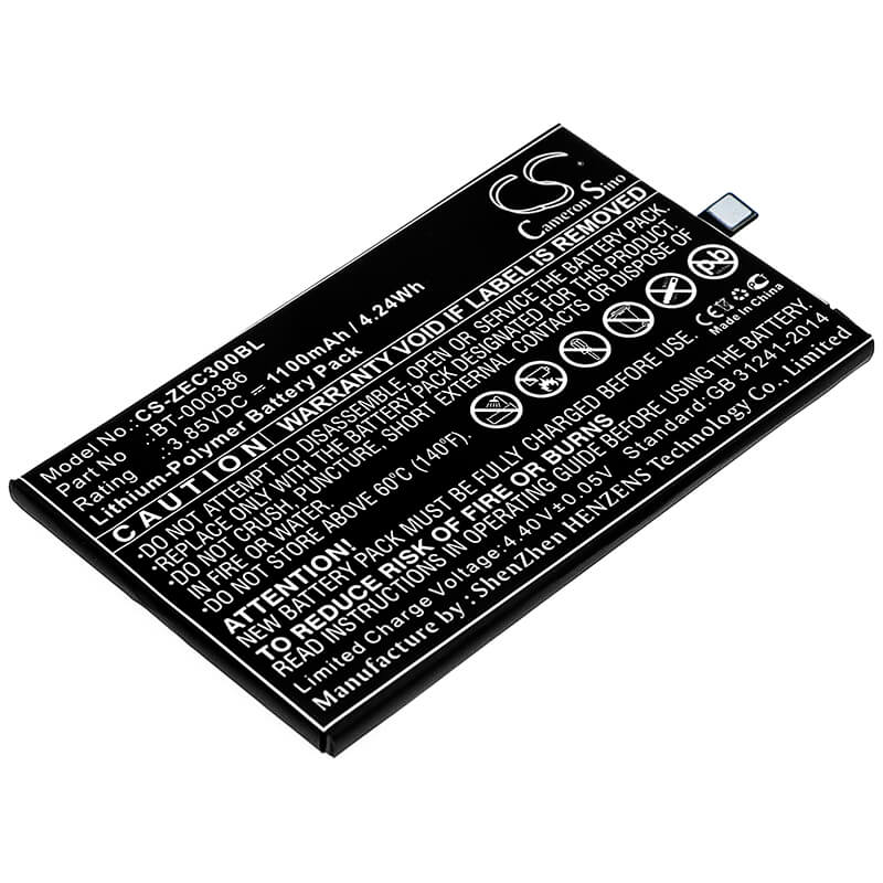 3.85V, 1100mAh, Li-Polymer Battery fits Zebra, Ec30, 4.235Wh