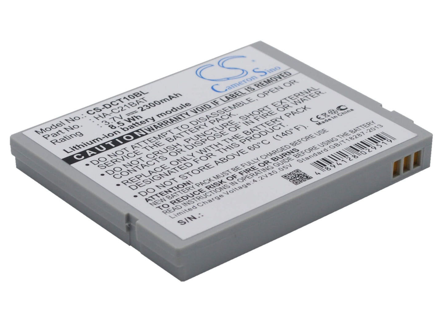 3.7V, 2300mAh, Li-ion Battery fits Casio, It10, 8.51Wh