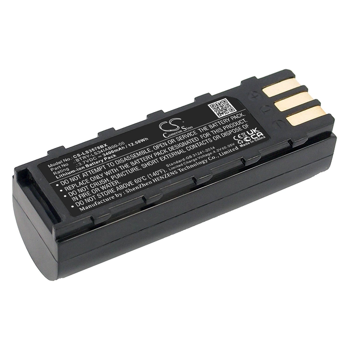 3.7V, 3400mAh, Li-ion Battery fits Motorola, 21-62606-01, 12.58Wh