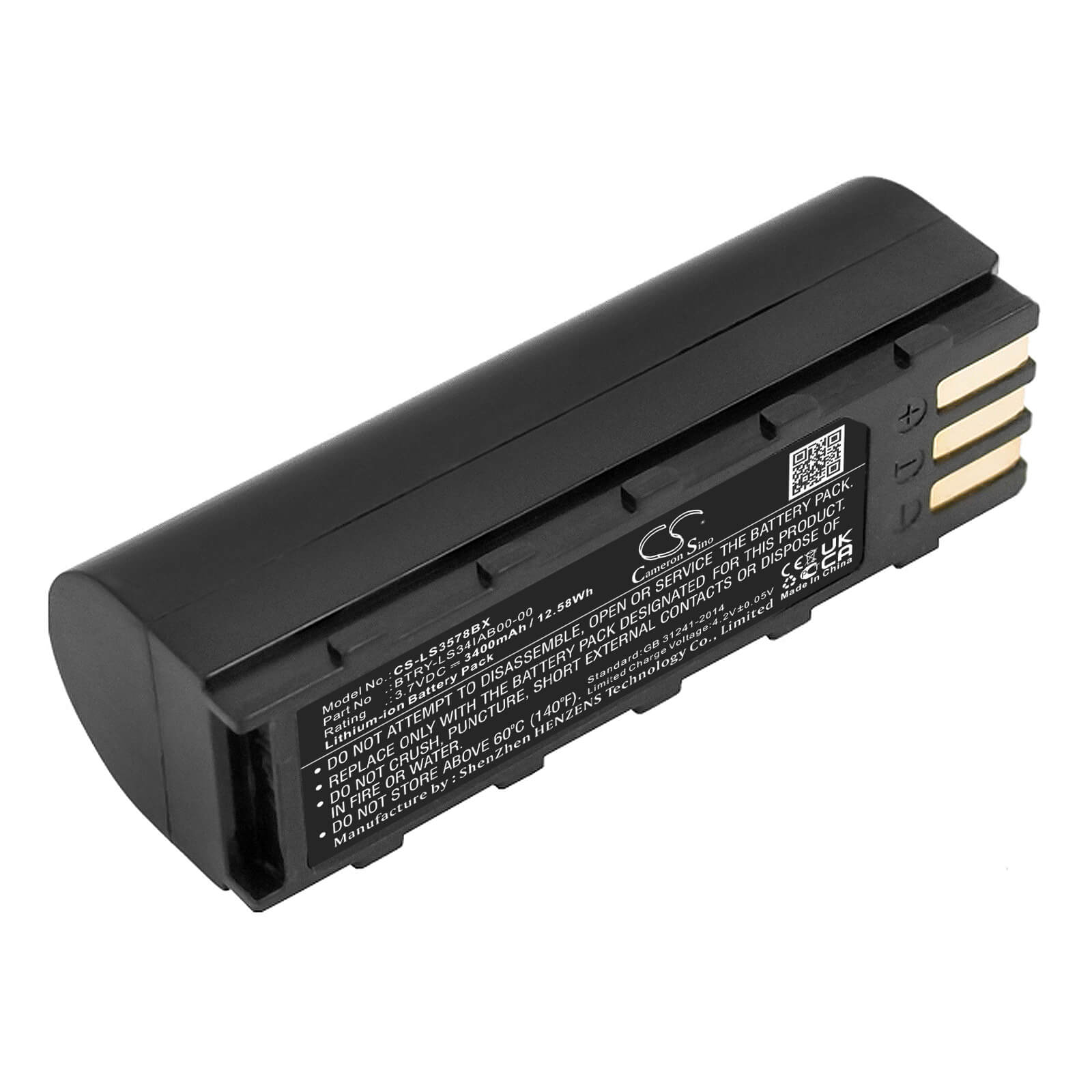 3.7V, 3400mAh, Li-ion Battery fits Symbol, Ds3478, Ds3578, 12.58Wh
