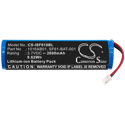 3.7V, 2600mAh, Li-ion Battery fits Intermec, Sf61, Sf61b, 9.62Wh