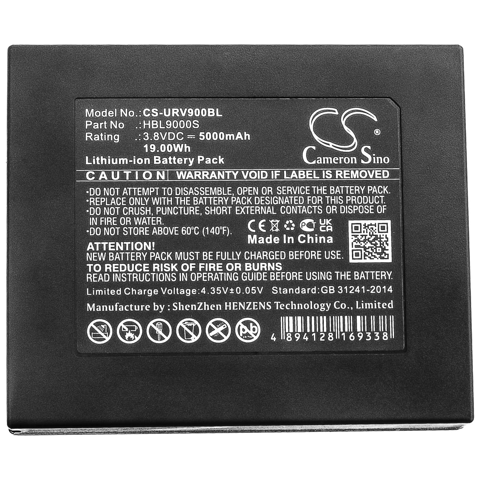 3.8V, 5000mAh, Li-ion Battery fits Urovo, I9000s, 19Wh