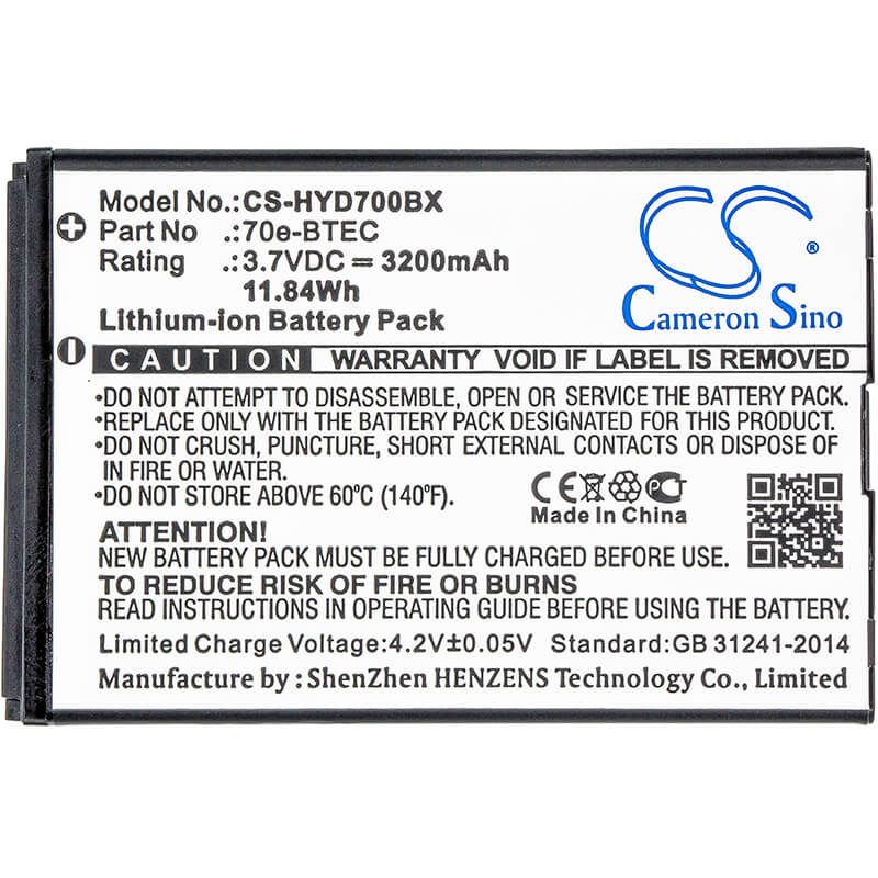3.7V, 3200mAh, Li-ion Battery fits Dolphin, 60s, 70e, 11.84Wh