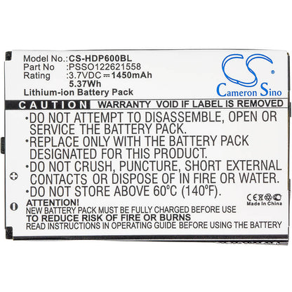 3.7V, 1450mAh, Li-ion Battery fits Handheld, 6000, 6000lu1, 5.365Wh
