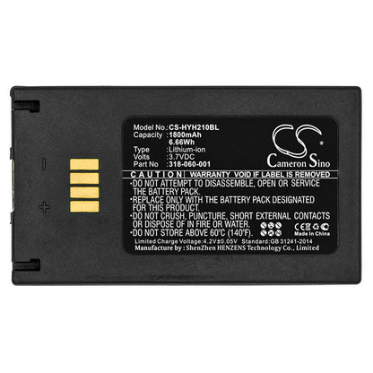 3.7V, 1800mAh, Li-ion Battery fits Honeywell, Ih21 Rfid, Ih21a0014, 6.66Wh