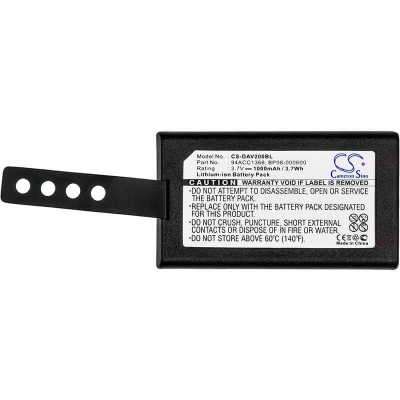 3.7V, 1000mAh, Li-ion Battery fits Datalogic, Cvr2, Dl-memor, 3.7Wh